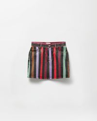 Versace - Striped Denim Miniskirt - Lyst