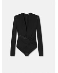 Versace - Deep V-Neck Crêpe Bodysuit - Lyst