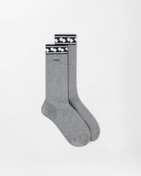Versace - Embroidered-Logo Cotton Ribbed Socks - Lyst