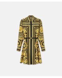 Versace - Printed Silk Twill Mini Shirt Dress - Lyst