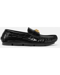 Versace - Medusa Leather Driver Shoes - Lyst