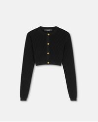 Versace - Verkürzter V Allover Jacquard-Strickcardigan - Lyst