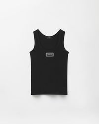 Versace - Ribbed Stretch Cotton Tank Top - Lyst