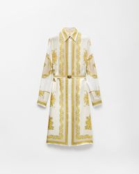 Versace - Printed Silk Twill Midi Dress - Lyst