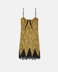 Versace - Cheetah Allover Silk Slip Mini Dress - Lyst