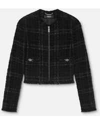 Versace - Chaqueta De Tweed De Algodón Con Cremallera - Lyst