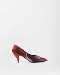 Versace - Tina Pumps Aus Bedruckter Seidenfaille 65 Mm - Lyst