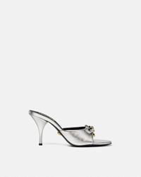 Versace - Opera Bow Metallic Mules 85Mm - Lyst