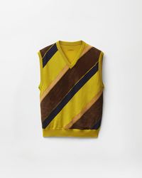 Versace - Intarsia-Wool & Leather Patchwork Vest - Lyst