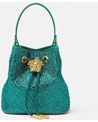 Versace - La Medusa Embellished Satin Mini Bucket Bag - Lyst
