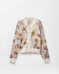 Versace - Printed Silk Knit Cardigan - Lyst