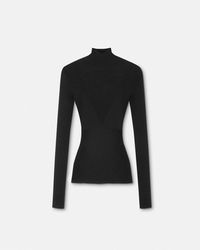 Versace - Merino Wool Fitted Ribbed Knit Top - Lyst