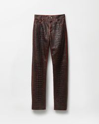 Versace - Pantalones De Piel Efecto Cocodrilo Bordados - Lyst