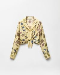 Versace - Printed Crop Silk Twill Shirt - Lyst