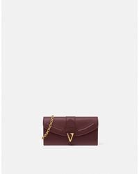 Versace - V Leather Wallet On Chain - Lyst