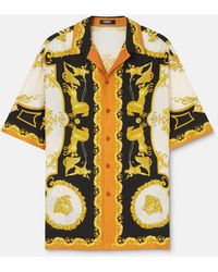 Versace - Camisa De Sarga De Seda Con Estampado - Lyst