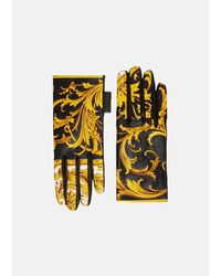 Versace Barocco Signature Print Leather Gloves - Multicolor