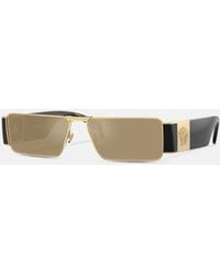 Versace - Medusa Plaque Rectangular Sunglasses - Lyst