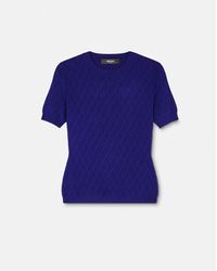 Versace - Textured-Knit Short-Sleeve Top - Lyst