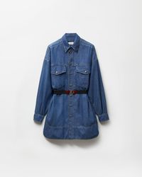 Versace - Chambray Denim Mini Dress - Lyst