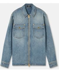 Versace - Denim Zip Overshirt - Lyst