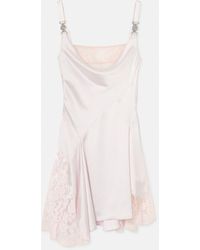 Versace - Lace-Trim Satin Mini Dress - Lyst