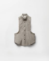 Versace - Micro-Check Cotton-Poplin Sleeveless Shirt - Lyst
