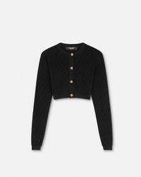 Versace - Cardigan Court En Jacquard De Viscose Stretch - Lyst