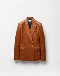 Versace - Blazer En Cuir Nappa Plongé - Lyst