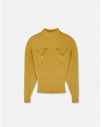 Versace - Pull Clouté Coupe Carrée En Maille De Laine - Lyst