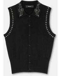 Versace - Embellished Cashmere-Blend Knit Vest - Lyst