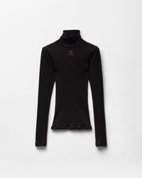 Versace - Rollkragenpullover Aus Wolle Mit Logostickerei - Lyst