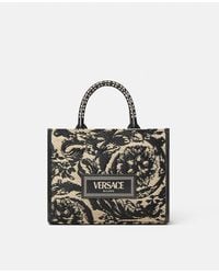 Versace - Barocco Athena Raffia Small Tote Bag - Lyst