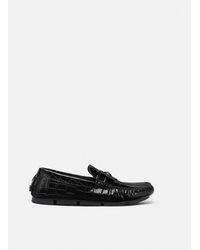 Versace - Medusa Croc-effect Leather Driver Shoes - Lyst