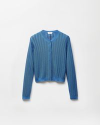 Versace - Viscose Mesh Ribbed Knit Cardigan - Lyst