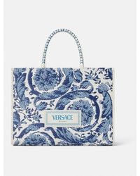 Versace - Barocco Athena Raffia Medium Tote Bag - Lyst
