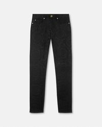 Versace - Jeans Con Vestibilità Slim Jacquard Barocco - Lyst