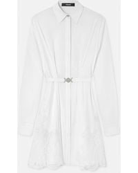 Versace - Lace-Trim Cotton-Poplin Mini Shirt Dress - Lyst