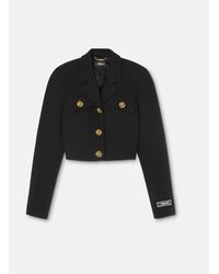 Versace - Wool-blend Crop Raglan Jacket - Lyst
