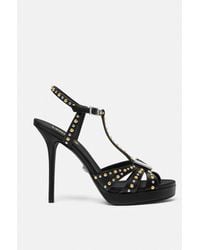 Versace - V Embellished Leather Sandals 120 Mm - Lyst