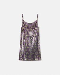 Versace - Embellished Floral-Print Chainmail Mini Dress - Lyst