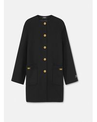 Versace - Collarless Felted-Wool Long Caban Coat - Lyst