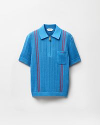 Versace - Embroidered-Logo Cotton Knit Polo Shirt - Lyst