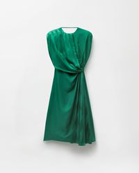 Versace - Jacquard Silk Draped Midi Dress - Lyst