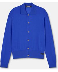 Versace - Cardigan Polo En Maille De Soie Et De Coton - Lyst
