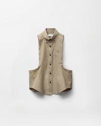 Versace - Micro-Check Cotton-Poplin Sleeveless Shirt - Lyst