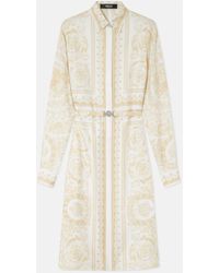 Versace - Printed Silk Twill Midi Shirt Dress - Lyst