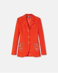 Versace - Einreihiger Blazer Aus Wolle Mit Nieten - Lyst