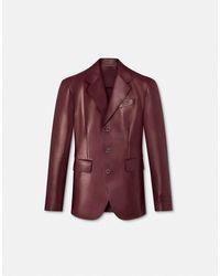 Versace - Leather Single-breasted Blazer - Lyst