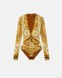 Versace - Barocco Safety Pin Fitted Bodysuit - Lyst
